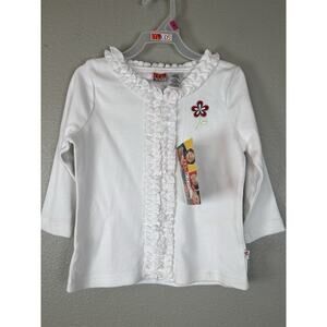 Vintage 1990s Era McKids 5 100% Cotton White Ruffle Long Sleeve Shirt Girls NEW